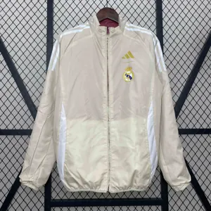 24-25 Real Madrid Khaki&Red Trench Coat Reversible Windbreaker Double-Sides Jacket AAAAJersey Y 3