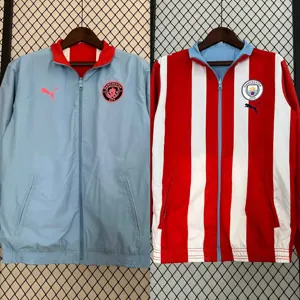 23-24 Manchester City Reversible Windbreaker Red&Blue Double-Sides Jacket Soccer Jerseys For Sa