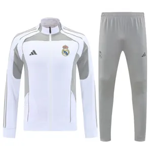 25-26 Real Madrid Football Tracksuits White Long Jacket Suits