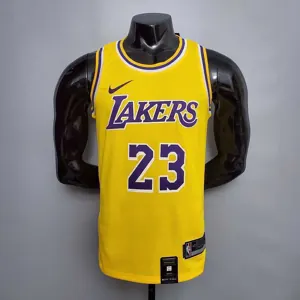 New James #23 Lakers Round neck yellow 7