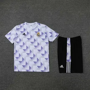 22-23 Real Madrid training suit short sleeve kit white and blue colorblock 7