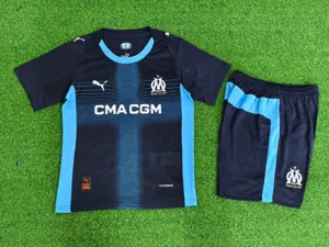 25-26 Marseille Away Kid Kits Player Version Youth Apparels Football AAAAJersey Supply Yupoo