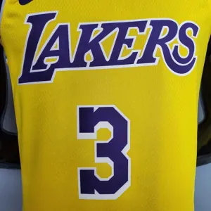 New DAVIS #3 Lakers Commemorative Edition Round neck yellow 6