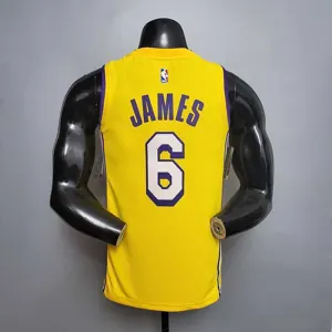 James #6 Lakers V-neck City Edition yellow 5